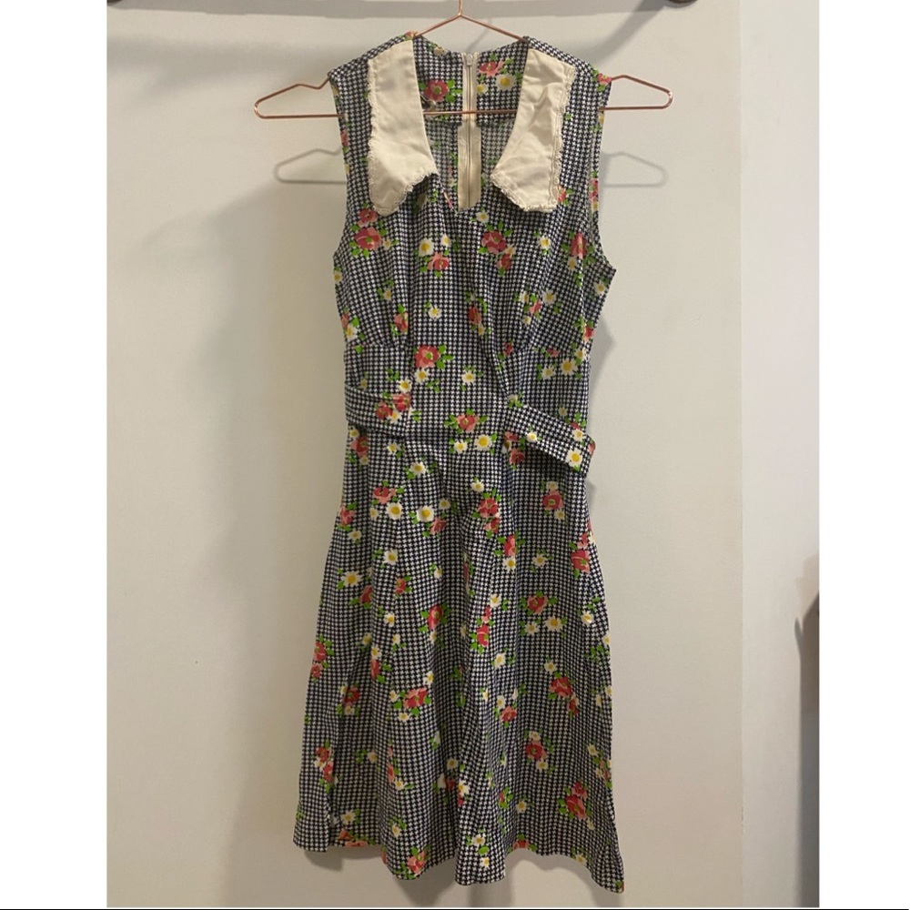 Vintage Rose and checkers mini dress